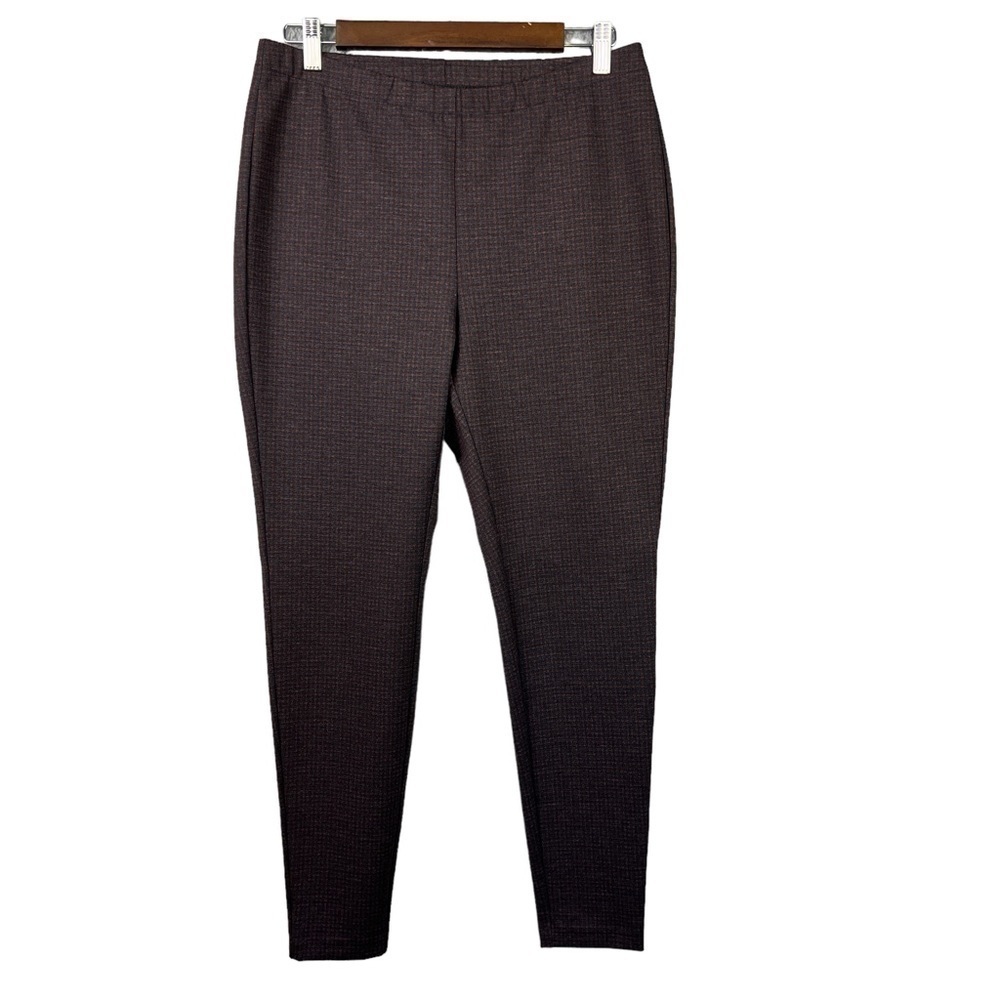 J.Jill Ponte Leggings Women's Brown and Blue Houndstooth Stretch Waist Size M